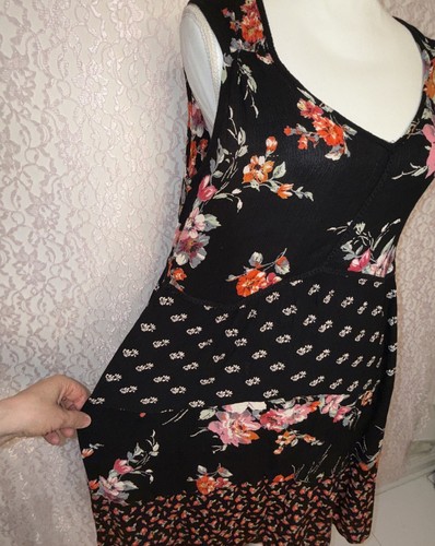 Billa Crinkled Rayon Colorful Floral Print Pattern Clash Shift Dress Size Small - Picture 6 of 16