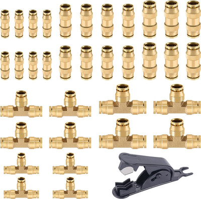 35 PCS Brass DOT Air Line Fittings Kit 1/4 3/8 1/2 DOT Quick Connect Air Fitting