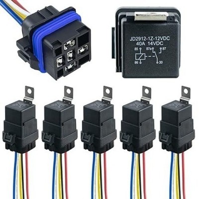 5 Pack 12V DC 40/30 AMP Waterproof Relay Harness Tinned Copper Wires 5-PIN SPDT