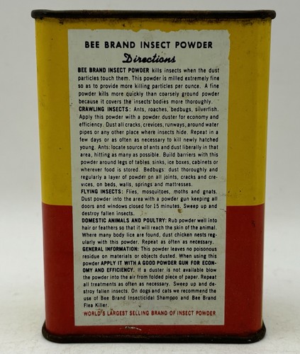 Vintage 1940’s McCormick Co. BEE Brand Insect Powder Bug Poison Empty Tin Can - Picture 7 of 14