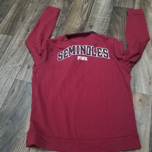 FSU Football NCAA Pink Victoria's Secret Longsleeve Women's Small Red 1/4 Zip - Picture 9 of 10