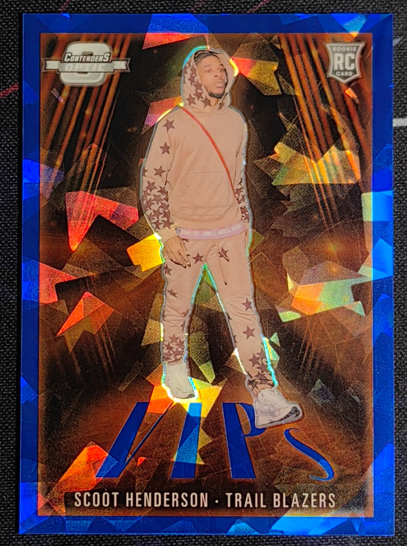 Scoot Henderson 2023-24 Panini Contenders Optic 02/75 VIPs Blue Cracked Ice RC