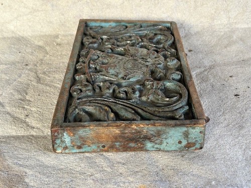 ANTICO VECCHIO ELEFANTE/UOMO IN LEGNO INTAGLIATO A MANO SCULTURE PANNELLO DA APPENDERE A PARETE - Foto 11 di 13