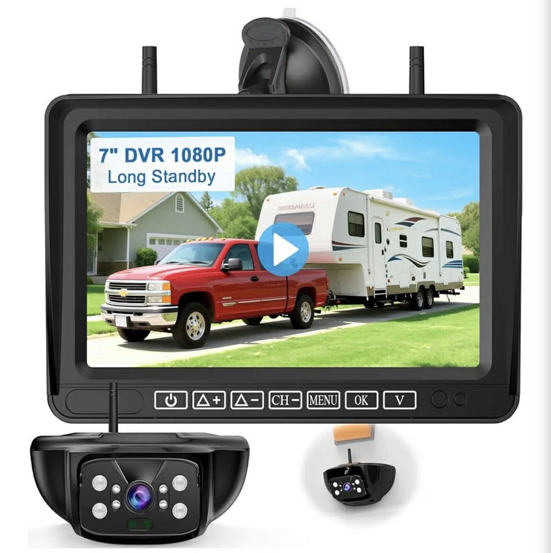Kayoura 7" Wireless RV Backup Camera and Monitor Kit Rear View System
