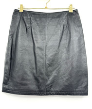 VTG 80 s Wilsons Leather Mini Skirt Womens 12 Black Goth Grunge Moto Punk Biker