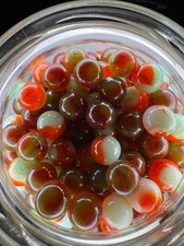 10x 5/8" Jabo Classics Marbles Lot Mint Green, Red, Brown UV Reactive