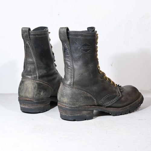 Wesco Custom Jobmaster Boots, sz 10.5 D - Black leather, #100 Vibram, Vtg 90s - Picture 3 of 8