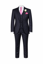 Navy Pinstripe Wedding Suit 2 or 3 Piece Jacket Trouser Swept Tails 100% Wool