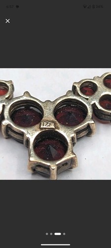 Collar de cadena de eslabones con racimo de granate rojo Vermeil de plata esterlina vintage de 16" - Imagen 6 de 13