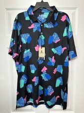 Size XL Chubbies Mens The Abs Tract Performance Polo Shirt Black Multicolor NEW