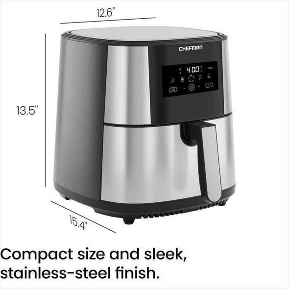Chefman-Turbofry Touch XL 8 Qt. Air Fryer With Digital Control-Stainless Steel