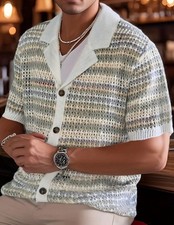 Men's Spring Summer Short Sleeve Shirt 3XL BIG Knit