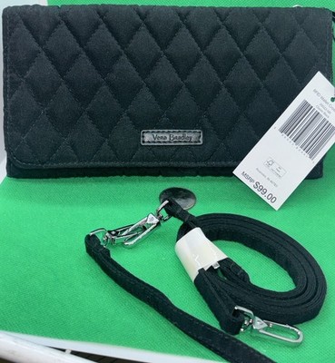 Vera Bradley Wallet Crossbody RFiD Classic Black Large NWT $99 Microfiber