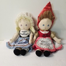 2 Vtg Eden Fairytale Goldie Locks Bears Little Red Riding Hood Cloth Plush Dolls