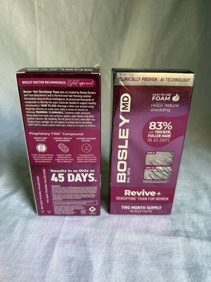 Lote de 2 Bosley MD Revive + Sérum Densificante para Crescimento Capilar Feminino 1 fl oz NOVO - Imagem 2 de 4
