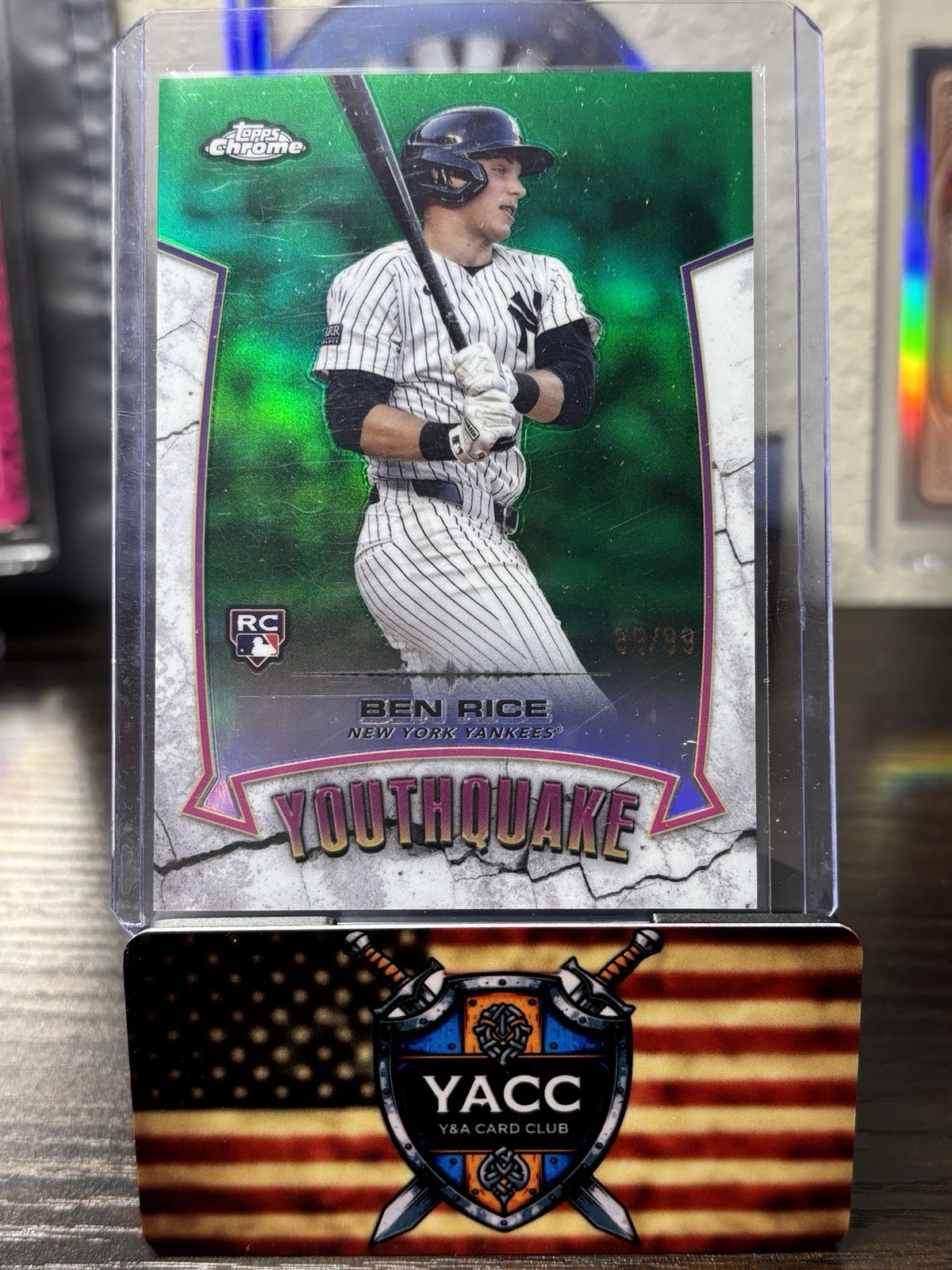 2025 Topps Chrome Ben Rice Youthquake Green Refractor /99 YG-13 New York Yankees