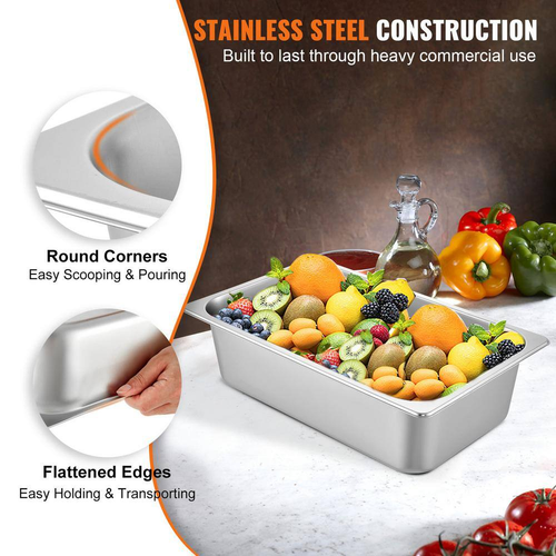 21.7 Qt. Stainless Steel Hotel Pans Full Size 20.9 X 12.8 X 5.9 In. Chafing Dish - Picture 3 of 8