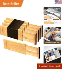 Elegant Bamboo Drawer Dividers - Set of 4, Adjustable & Expandable for All Dr...