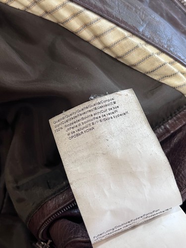 Hugo Boss Jaboo Leather Biker Jacket Field Pocket Stow Brown Men's Size 48 - Picture 20 of 24