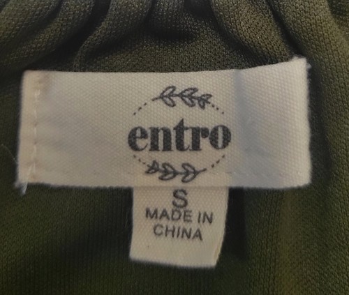Entro Minikleid Gr. S dunkelgrün Hintergrund groß weiß Blumenmuster transparent Volant - Bild 7 von 12