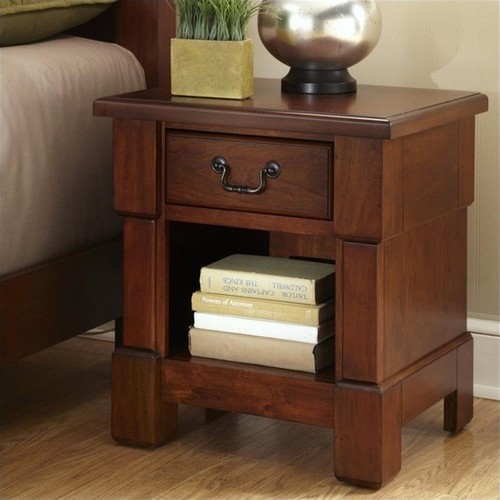 Homestyles Aspen Wood Nightstand in Brown - Picture 1 of 24