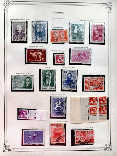 (A409-HEI) Timbres Brésil un lot ensemble neuf et Oblitéré x 10 pages