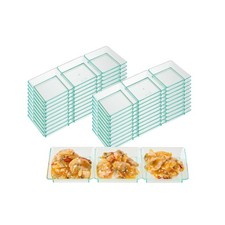 Rectangle Seagreen Plastic Terzetto Mini Plate - 3 Compartments - 100 Count
