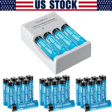 1.5V AA AAA Rechargeable Li-ion Batteries / Fast Lithium Battery Charger LOT