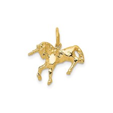 14k Yellow Gold Unicorn Pendant Mythical Fantasy Charm for Necklace or Bracelet