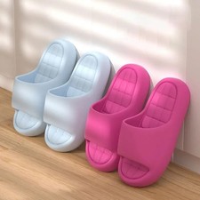 Unisex Bathroom Slippers Cloud Cushion Slides Summer Flat Sandals Thick Platform