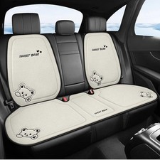 Cute Bear Linen Car Seat Cushion Breathable Non-slip Cover Universal Fit Cute Bear Linen Car Seat Cushion Breathable Non-slip Cover Universal Fit