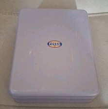 Genuine Fossil Empty Travel Wallet Tin Box Brown Metal Storage Keepsake Case