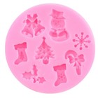 Christmas Silicone Mold Bell Holly Leaf Santa Reindeer Fondant Cake Decorating