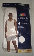 Fruit Of The Loom Shirts Mens XL White Cotton Tank Top A Shirt Ribbed 4 Pack