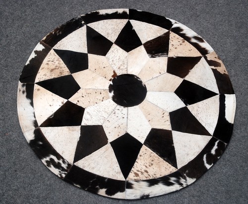 Cowhide Round Patchwork Carpet Handmade Cowhide Carpet Home Décor Cow Skin 703