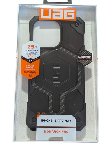 R1-U UAG Monarch Pro Case For Apple iPhone 15 Pro Max, In Black/ Carbon Fiber