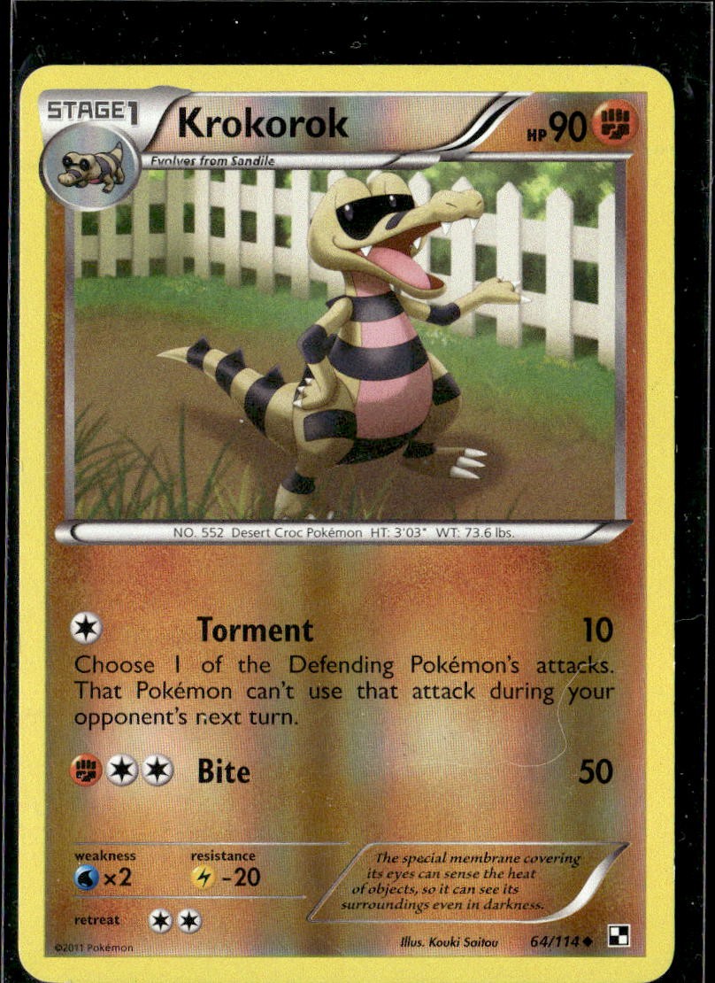 Pokemon Black and White Krokorok 64/114 Uncommon Reverse Holo