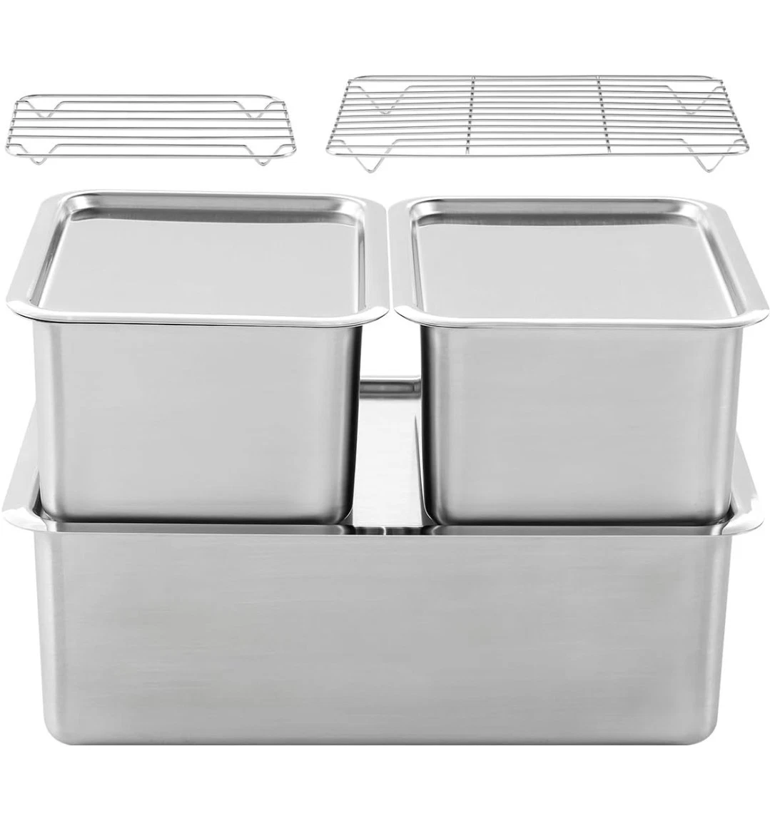 BLoCK High 3PCS Set Stainless Steel Food Storage Containers with Lids and 2 Nets