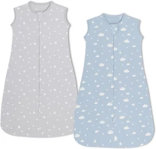 insular Wearable Blanket 2 Pack Cotton Baby Medium(6-12M), Star&cloud 