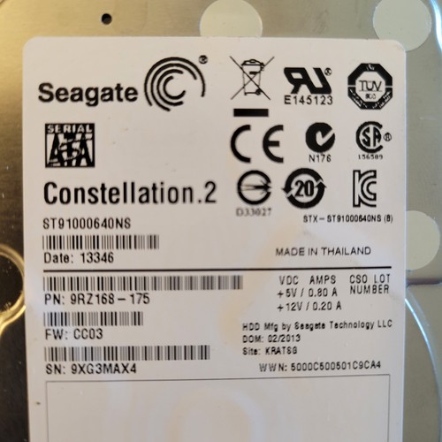 SEAGATE HDD ST91000640NS Constellation.2 1TB 7.2K 2.5" SATA - Picture 2 of 5