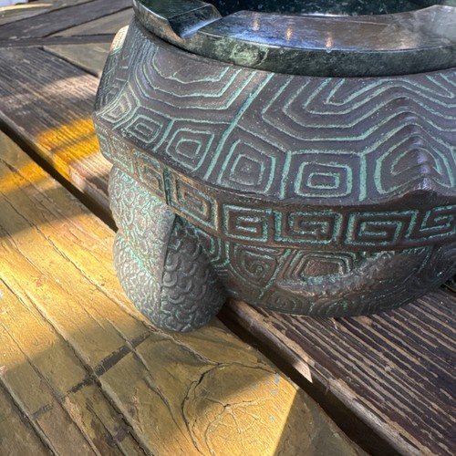 Vintage Faux Bronze & Marmor Chinesische Schildkröte Aschenbecher von Getz Brothers - Bild 5 von 21