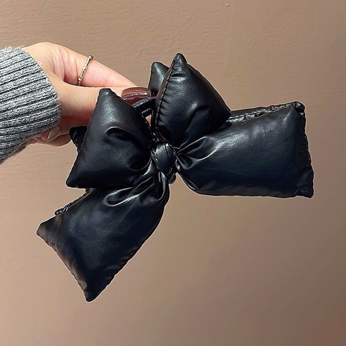 Large Size PU Leather Bow Hair Clip Cotton Stuffing Bow No-slip Shark Clips US - Picture 18 of 21
