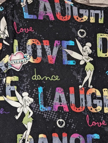 Disney Tinkerbell 'Love Dance Smile Laugh' nero scrub top donna taglia L - Foto 6 di 10