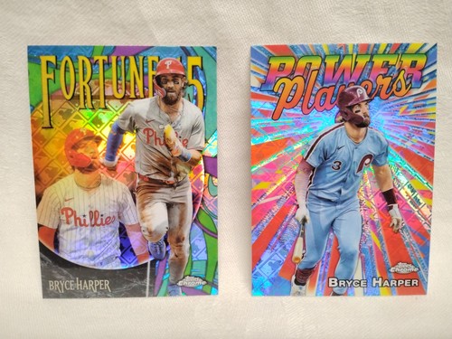 Bryce Harper 2025 Topps Chrome Power Players and Fortune 15 Refractors lot of 2 - Bild 1 von 7
