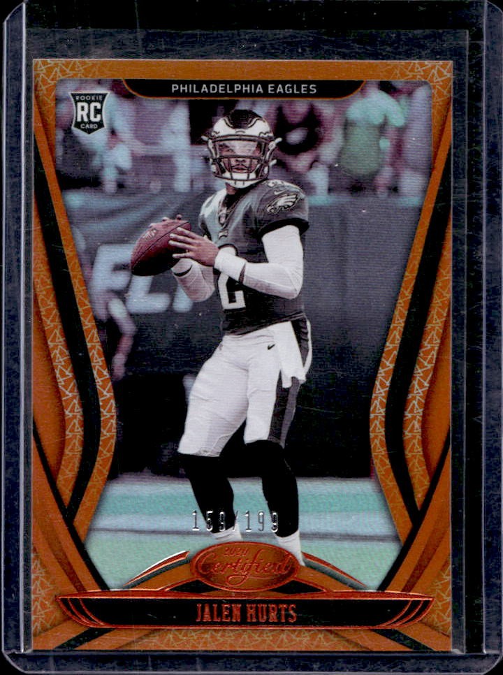 2020 Certified Jalen Hurts RC Mirror Orange Rookie #159/199 Eagles