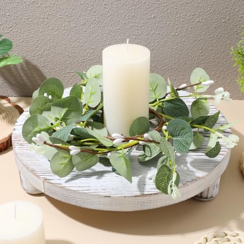 2Pcs Decorative Candle Wreaths - Mini Eucalyptus Candle Rings for Easter, - Picture 3 of 8