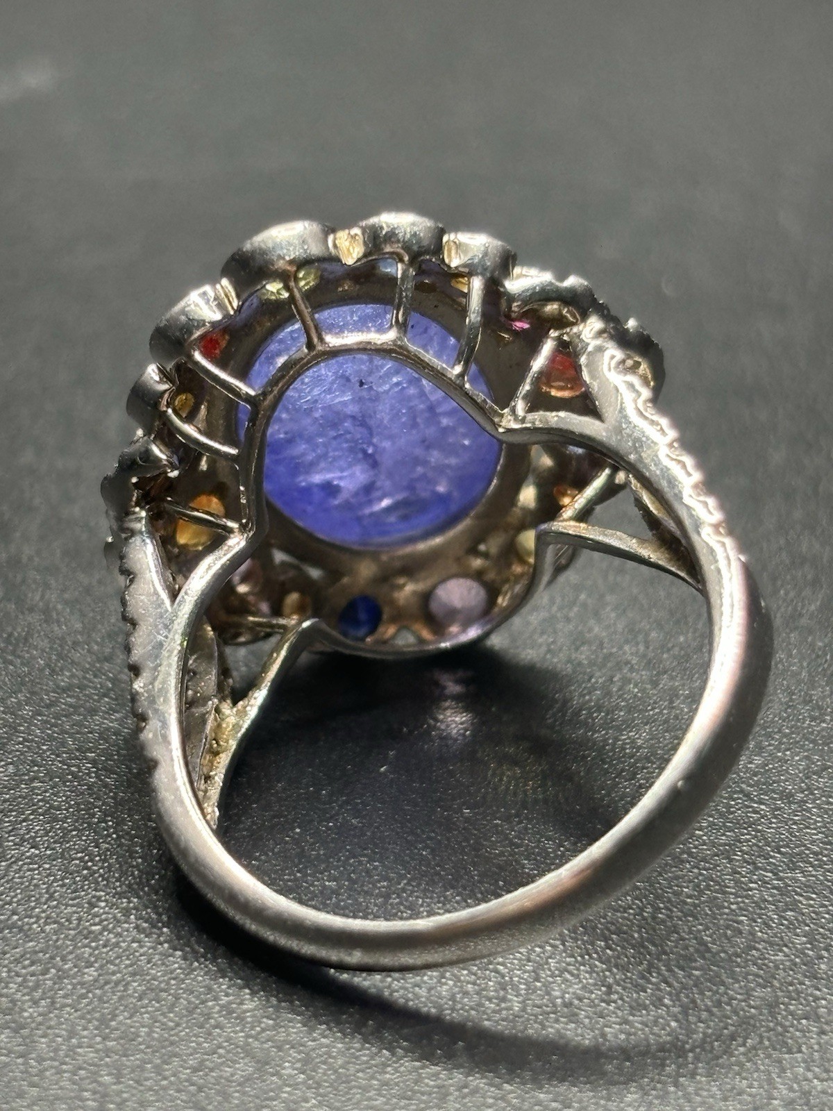 Large Oval Tanzanite & Multi-Colored Gemstone Rin… - image 5