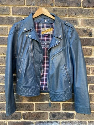 Chaqueta de cuero azul Schott Perfecto - Imagen 1 de 4