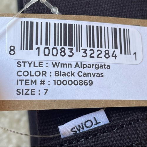 TOMS Alpargata Black Canvas Shoes NWT Size 7 - Picture 9 of 11
