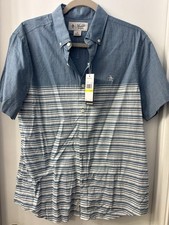 An Original Penguin Munsingwear Button Up Shirt Men's Medium Blue Striped